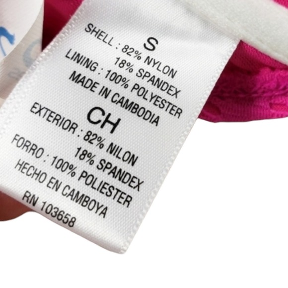 California Waves Crochet Lace Underwire Bikini Top Bright Pink Swim Top - Picture 6 of 6